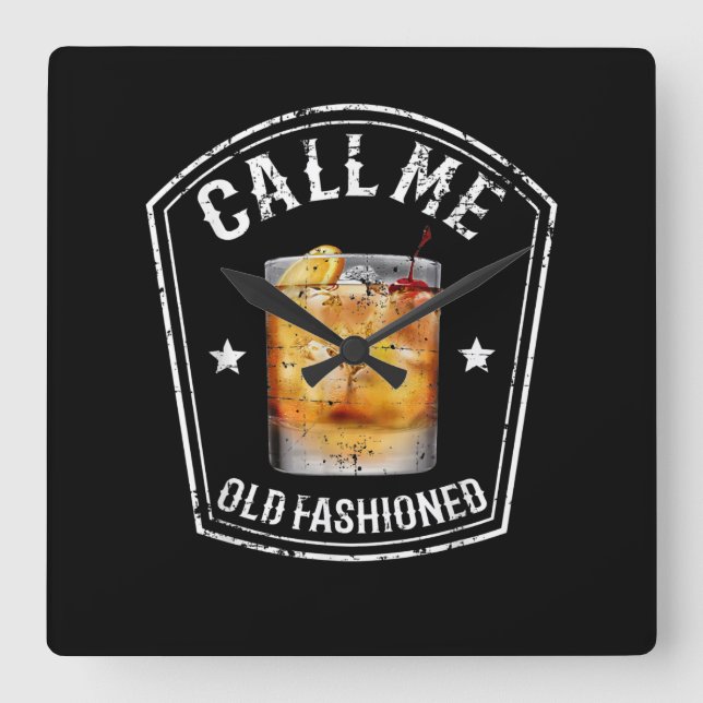 Whiskey Calls Me Old Fashioned Square Wall Clock (Front)