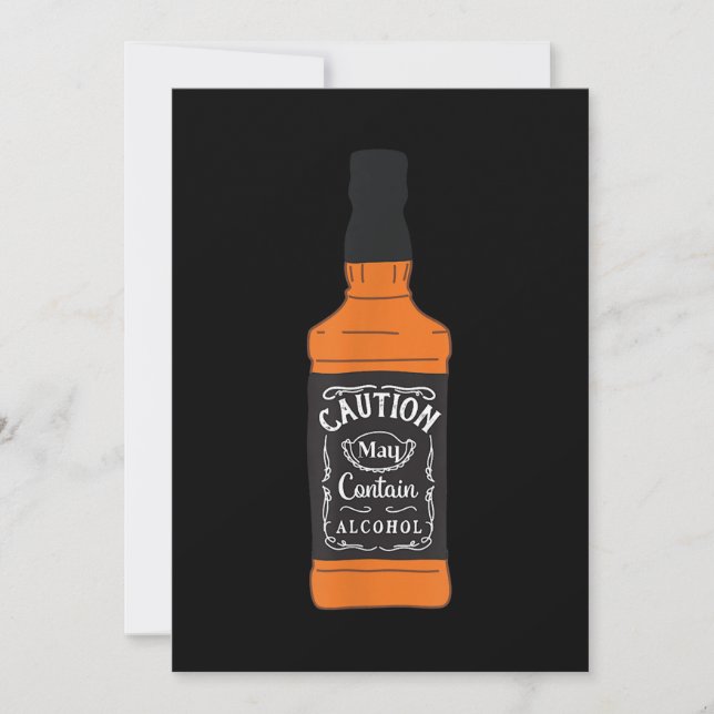 Whiskey Caution May Contain Alcohol Thank You Card (Front)