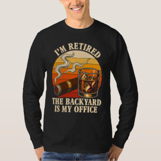 Whiskey Cigar Retirement Humour Vintage Backyard T-Shirt