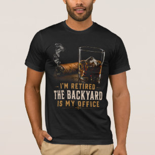 Whiskey Cigar Retirement Humour Vintage Backyard T-Shirt