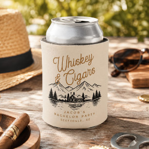 Whiskey & Cigars Bachelor Party Cabin Lake House Can Cooler