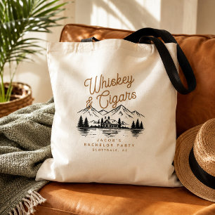 Whiskey & Cigars Bachelor Party Cabin Lake House Tote Bag