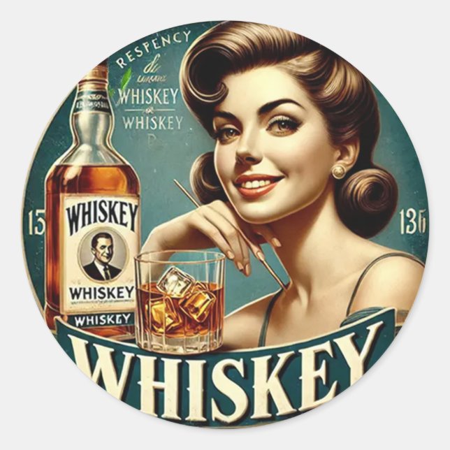 Whiskey Classic Round Sticker (Front)