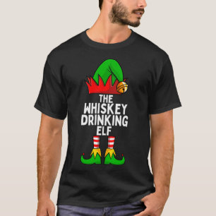 Whiskey Drinking Elf Matching Family Christmas T-Shirt