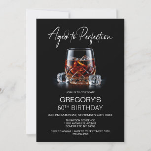Whiskey Glass 60th Birthday Invitation
