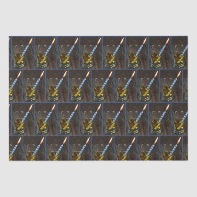 Whiskey Glass with Birthday Candle Tissue Paper (Front)