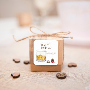 Whiskey Glasses And Chocolate Truffles Watercolor  Square Sticker