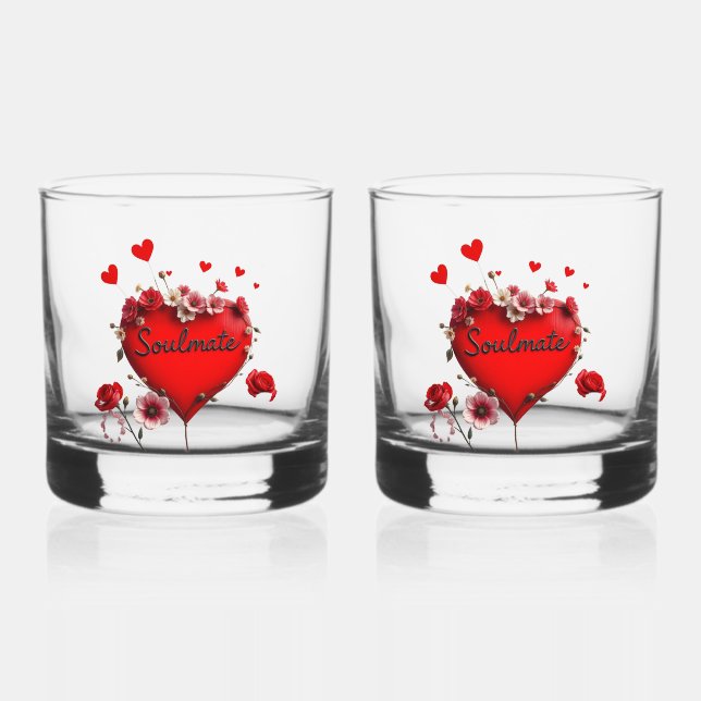 Whiskey Glasses Red Heart Soulmate Valentine's Day (Front)