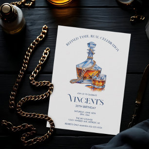 Whiskey & Gold Cuban-Link Chain Men’s Birthday Invitation