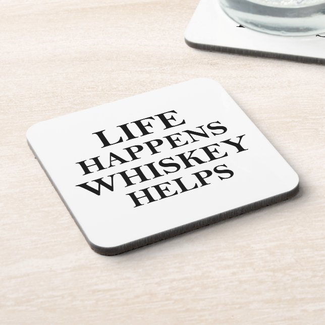 Whiskey helps funny alcohol sayings coaster (Left Side)