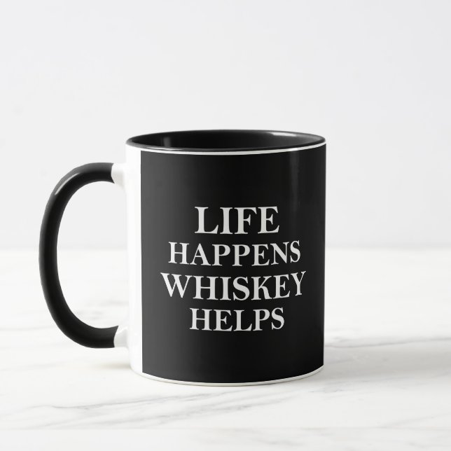 Whiskey helps funny alcohol sayings mug (Left)