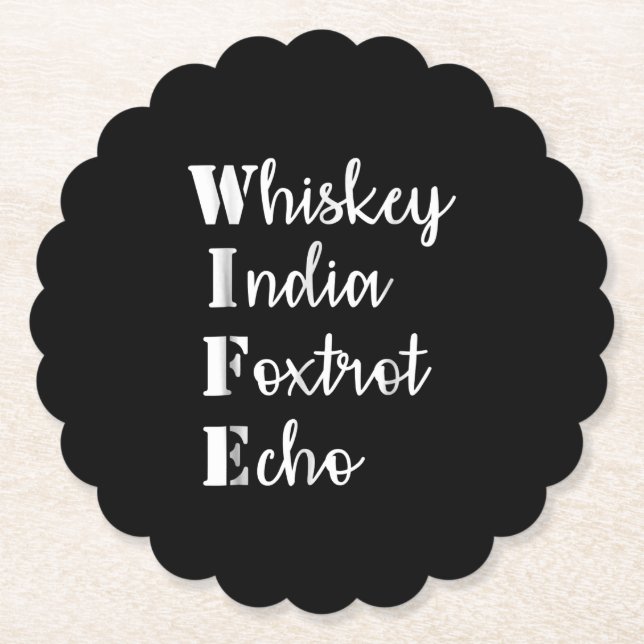 Whiskey India Foxtrot Echo Paper Coaster (Front)
