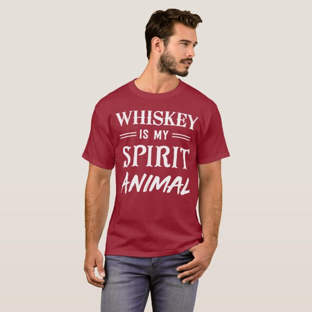 Whiskey is my spirit animal drinking humour T-Shirt (Front Full)