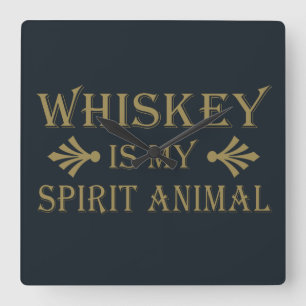 Whiskey is my spirit animal funny alcohol sayings square wall clock