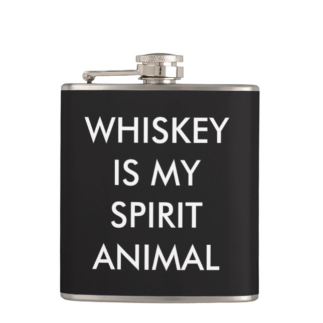 whiskey is my spirit animal hip flask (Front)