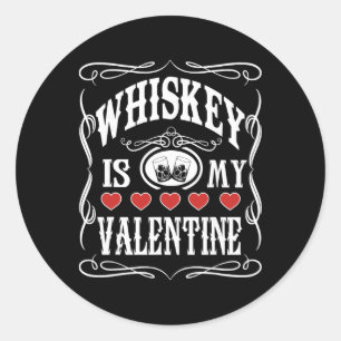 Whiskey Is My Valentine Retro Cowboy Classic Round Sticker