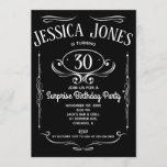 Whiskey Label 30th Birthday Invitation<br><div class="desc">This take on the classic 'Whiskey Label' is perfect for any milestone birthday party celebration. Easy to personalise with the person's age and party details.</div>