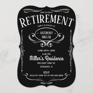 Whiskey Label Retirement Party Invitation
