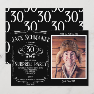 Whiskey Label Surprise Birthday Party Invitation