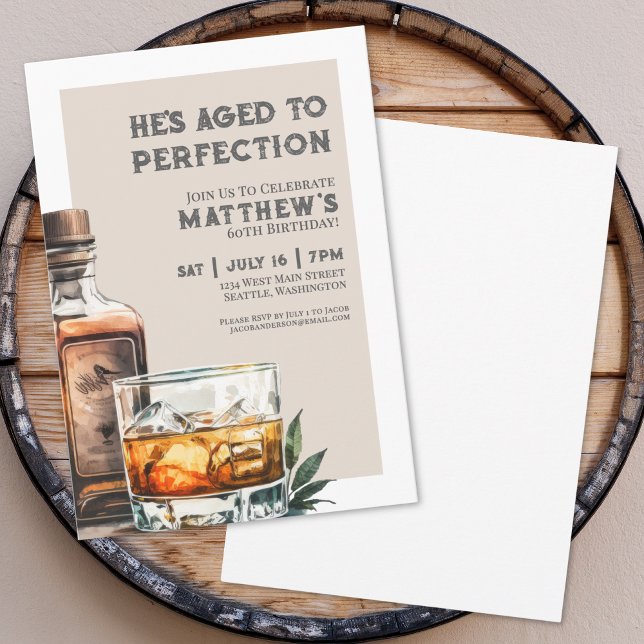 Whiskey Men's 60th Birthday Party Invitation (Whiskey Men's 60th Birthday Party Invitation)