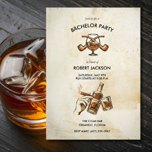 Whiskey Night Groom Bachelor Party Invite