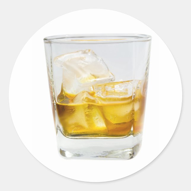 Whiskey on the rocks classic round sticker (Front)