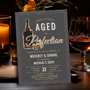Whiskey Perfection Modern Elegant 50th Birthday Invitation