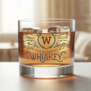Whiskey Personalised Monogram Vintage Look Glass