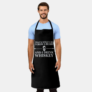 Whiskey quotes and funny bearded sayings apron