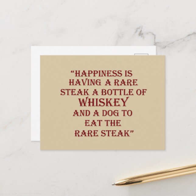 Whiskey quotes funny alcohol sayings gifts postcard (Front/Back In Situ)