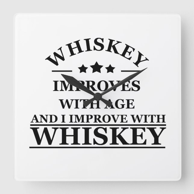 Whiskey quotes funny alcohol sayings gifts square wall clock (Front)
