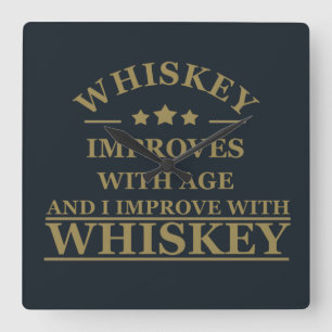 Whiskey quotes funny alcohol sayings gifts square wall clock