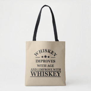 Whiskey quotes funny alcohol sayings gifts tote bag
