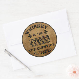 Whiskey quotes funny alcohol sayings vintage classic round sticker