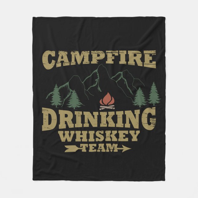 Whiskey quotes funny camping camper sayings  fleece blanket (Front)