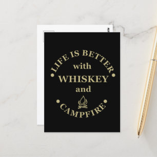 Whiskey quotes funny camping camper sayings  postcard