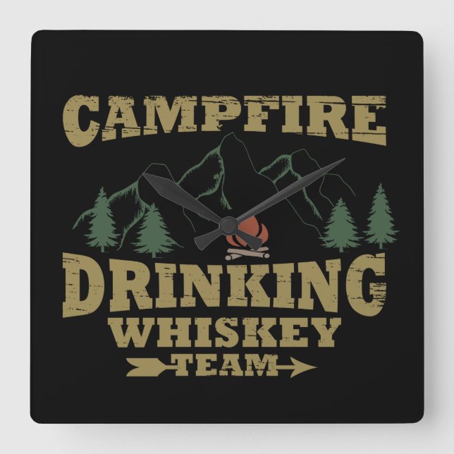 Whiskey quotes funny camping camper sayings  square wall clock (Front)