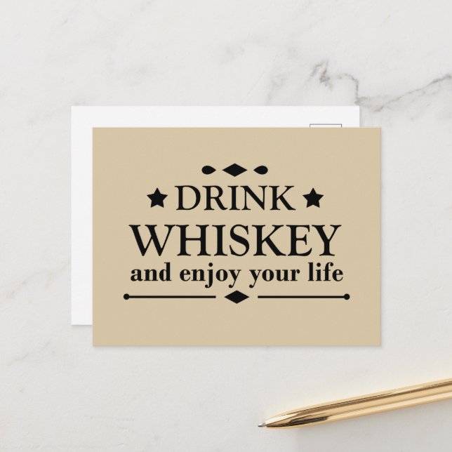 Whiskey quotes funny drinking alcohol sayings  holiday postcard (Front/Back In Situ)
