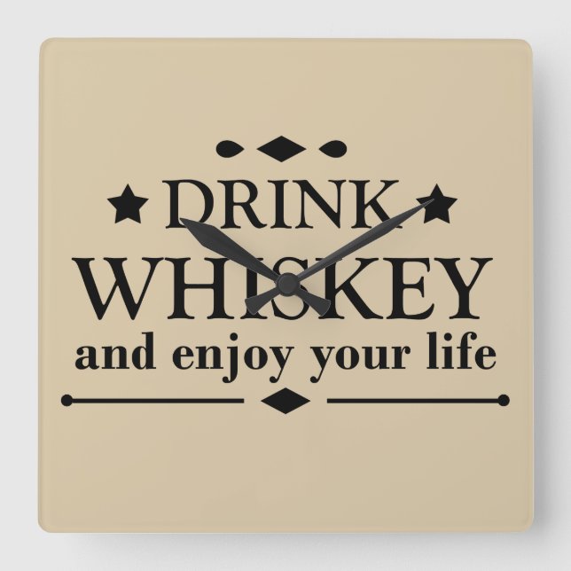 Whiskey quotes funny drinking alcohol sayings  square wall clock (Front)