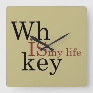 Whiskey quotes funny drinking alcohol sayings square wall clock