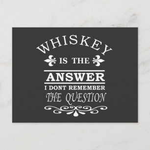 Whiskey quotes funny drinking sayings postcard