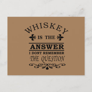 Whiskey quotes funny drinking sayings postcard