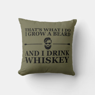 Whiskey quotes with funny bearded sayings cushion