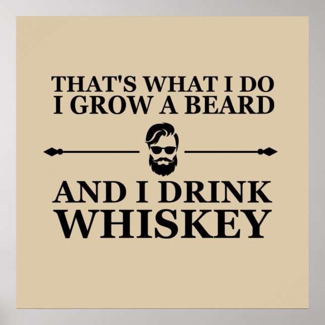 Whiskey quotes with funny bearded sayings poster (Front)