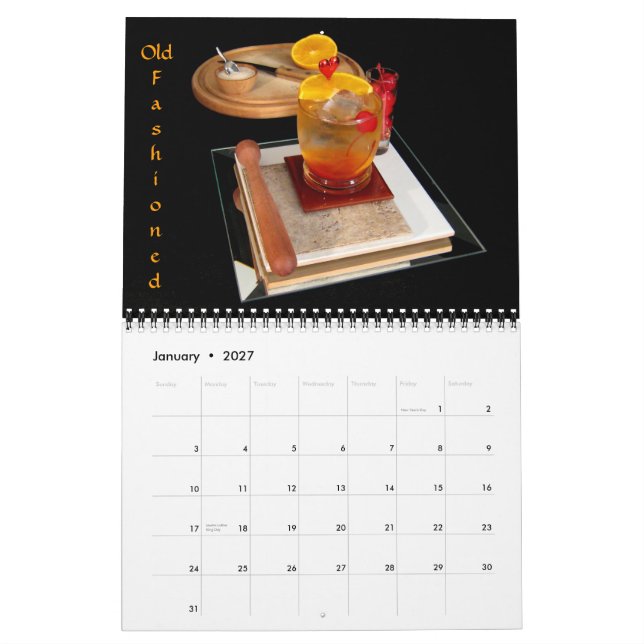 Whiskey Row  -  Whiskey Drinks Calendar (Jan 2027)