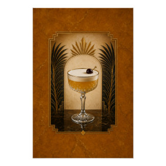 Whiskey Sour Art Deco Poster | Bar Art