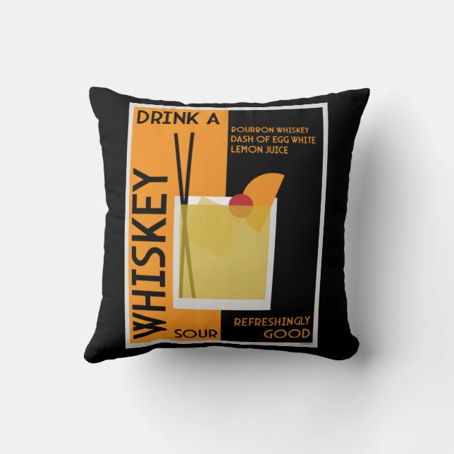 Whiskey Sour Cocktail  Cushion (Back)