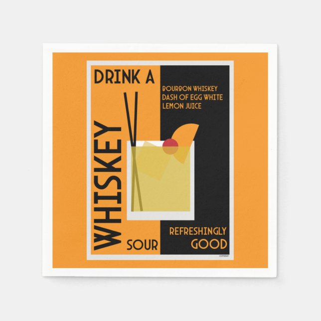 Whiskey Sour Cocktail   Napkin (Front)