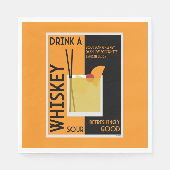 Whiskey Sour Cocktail   Napkin (Front)
