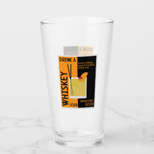Whiskey Sour Cocktail Napkin Glass